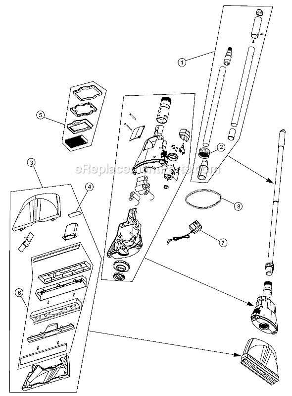 Page A Diagram and Parts List for BD20005MBL  Dirt Devil Upright Vacuum